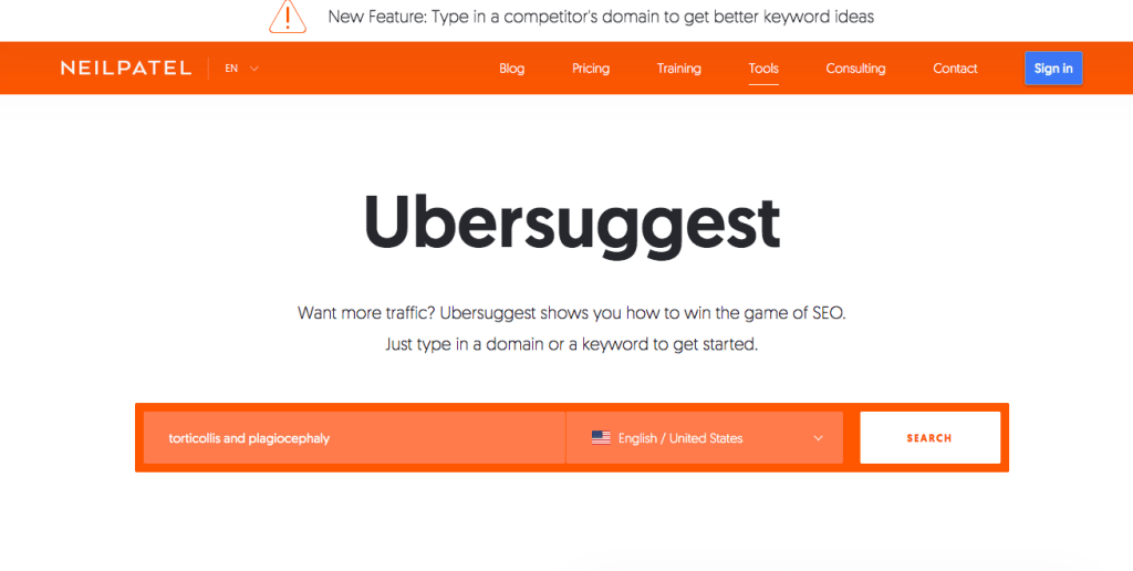 Ubersuggest Homepage